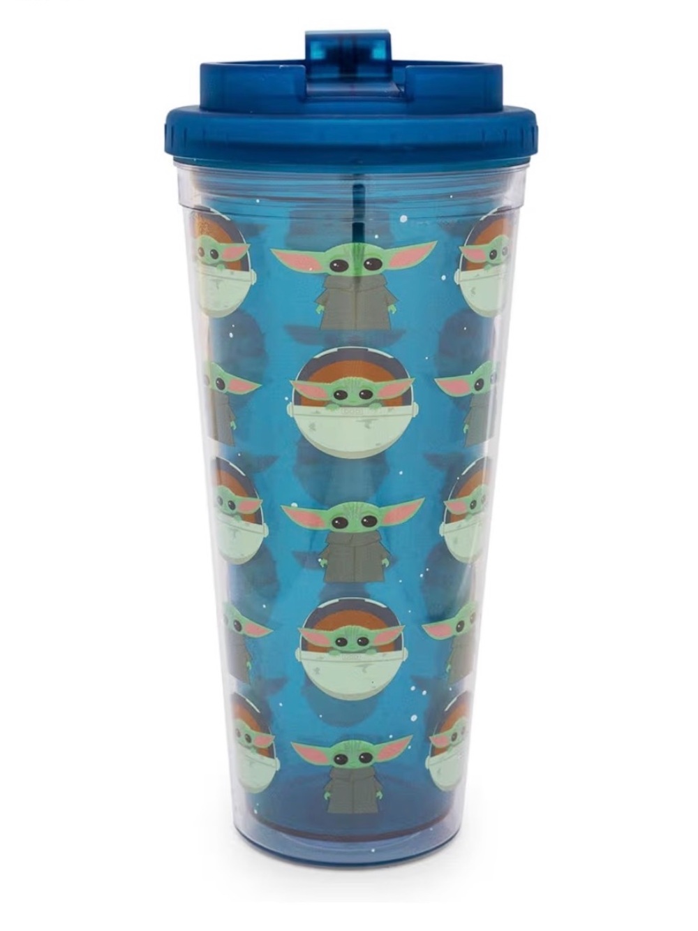 NWT Star Wars: The Mandalorian Grogu Double Walled Plastic Travel Tumbler w/Lid